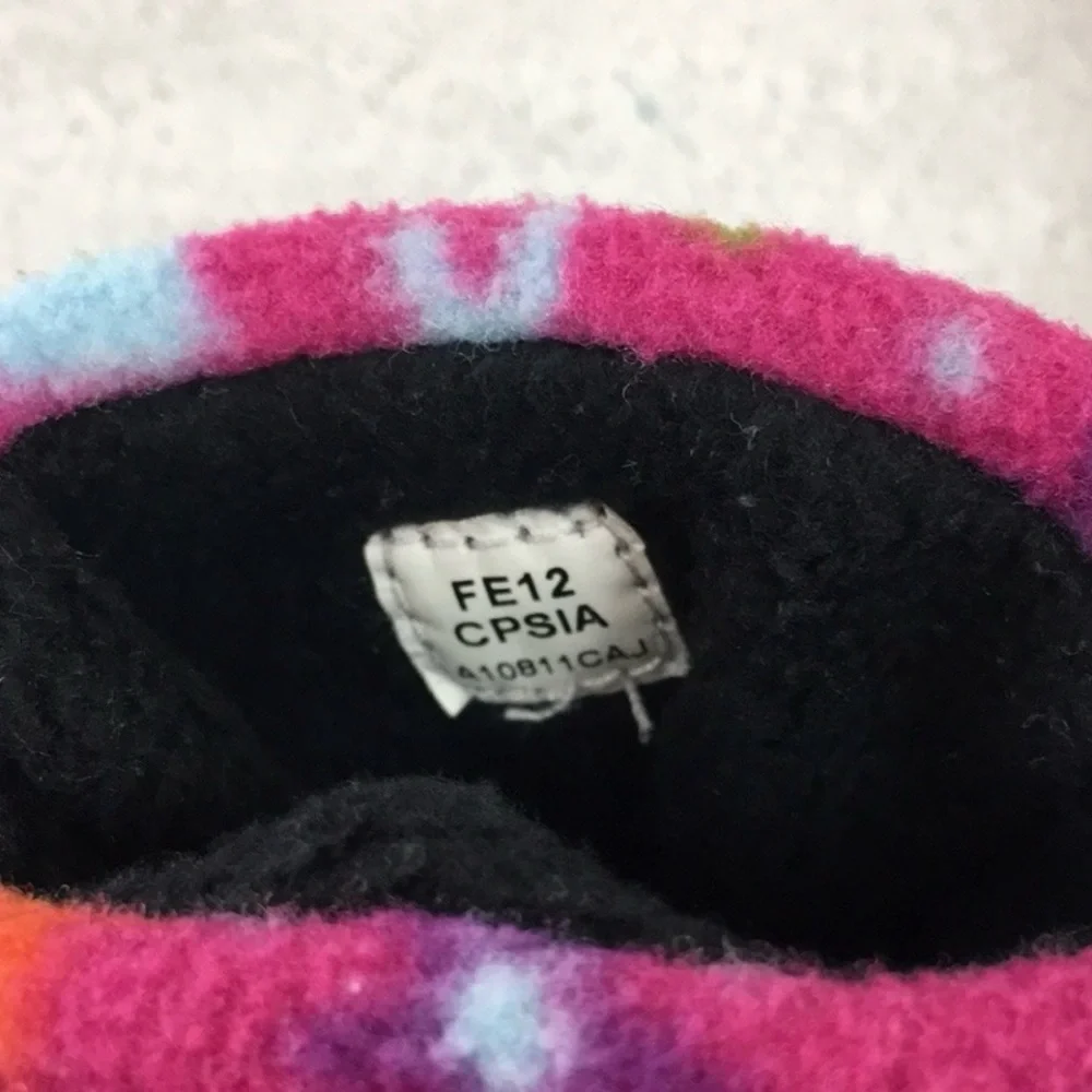 3/$25 Acorn Pink Abstract Floral Fleece Bootie House Slipper Shoe Size 6-12M